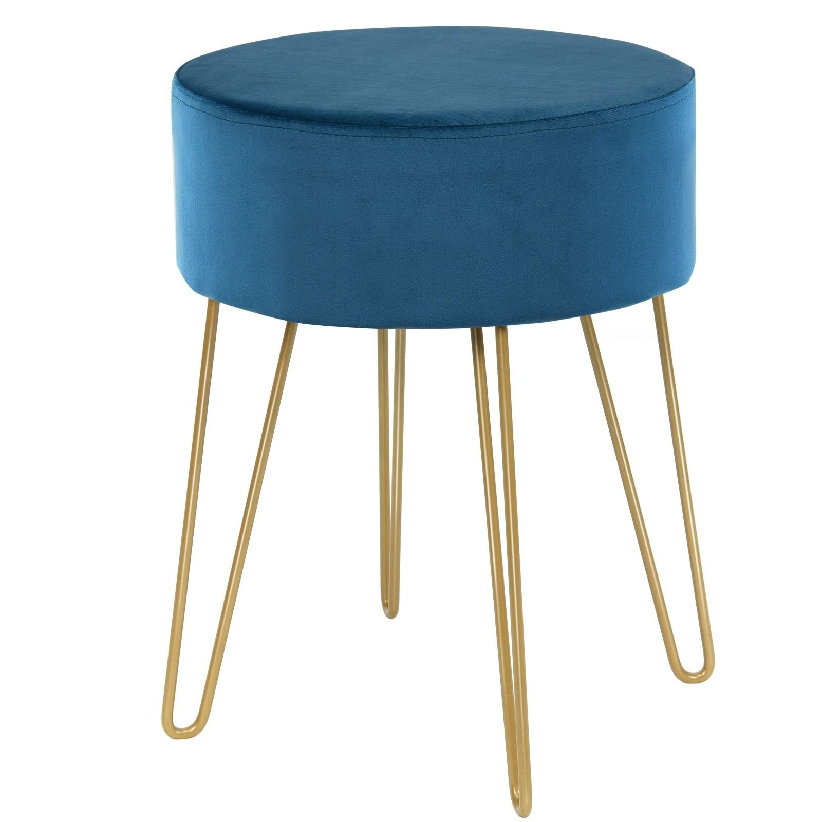 0736542320879 - Velvet Round Hocker - 39 x 39 x 46 cm - bis zu 100 kg belastbar - Farbton Dunkelgrün