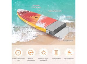 0736542322170 - Costway aufblasbares Stand-Up Paddle Board aufblasbares Stand-Up Paddle Board 335 x 76 x 15 cm orange