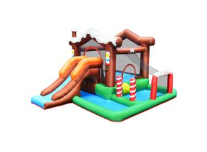 0736542322828 - Aufblasbare Hüpfburg Springburg mit WasserbeckenRutscheKletterwandBasketballkorbHüpfschloss Spielburg für Kinder 380x330x220cm - Costway