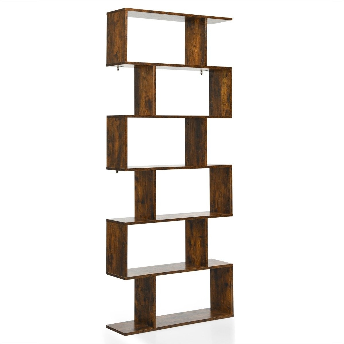 0736542323283 - Standregal 6 Level S-Shape BOOKROOM Lagerregal Holz Farbwahl-braun