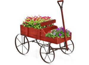 0736542323405 - Coast Flower Stand Holzauto -Pflanzenblumenauto mit Metall 62 x 34 x 60 cm rot