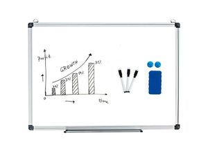 0736542325805 - Costway - Whiteboard Magnettafel Schreibttafel Pinnwand Wandtafel Board Memoboard mit Alurahmen 90x60cm