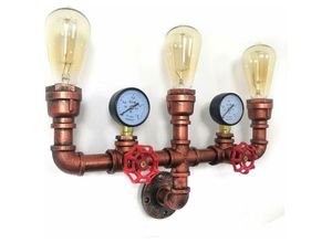 0738633566982 - Senderpick - Retro Metall Bar Licht Wasserrohr Dreikopf-Industrielampe Wandleuchte