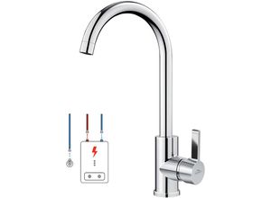 0738956114044 - Niederdruck Armatur Küche für Wasserboiler Wasserhahn Küche mit 3 Schläuchen für Kaltwasser mit Untertischgerät 360° Drehbar Küchenarmatur