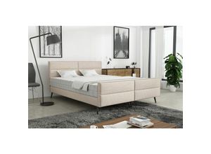 0739805055396 - Fun Moebel - Polsterbett Doppelbett cremona 200x200cm Stoff Gemma Beige ohne Matratze