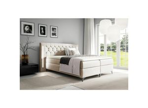 0739805057932 - Fun Moebel - Boxspringbett Schlafzimmerbett elodie 160x200cm Beige inkl Ambiente-LED