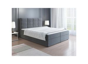 0739805058892 - Fun Moebel - Boxspringbett Schlafzimmerbett charlie 160x200cm Grau inkl Bettkasten