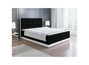 0739805059141 - Fun Moebel - Boxspringbett Schlafzimmerbett charlie 180x200cm Weiss-Schwarz inkl Bettkasten