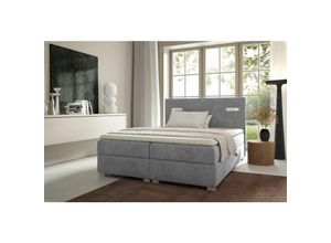 0739805064695 - Boxspringbett Schlafzimmerbett caprice 180x200cm Hellgrau inkl Ambiente-LED