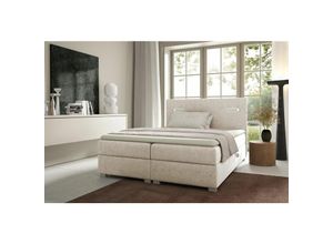 0739805064732 - Boxspringbett Schlafzimmerbett caprice 160x200cm Stoff Beige inkl Ambiente-LED