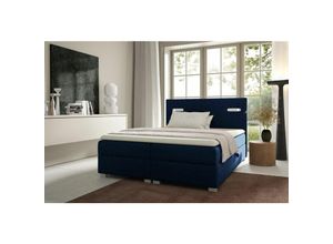 0739805064824 - Fun Moebel - Boxspringbett Schlafzimmerbett caprice 140x200cm Stoff Blau inkl Ambiente-LED