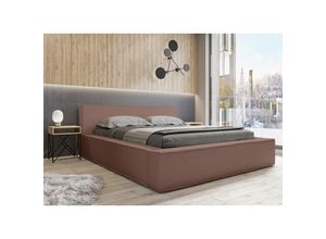 0739805068211 - Fun Moebel - Polsterbett Doppelbett omaha 160x200cm Komplettset in Stoff Now or Never Altrosa