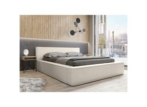 0739805068297 - Fun Moebel - Polsterbett Doppelbett omaha 140x200cm Komplettset in Stoff Now or Never Creme