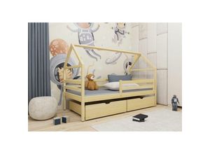 0739805070672 - Hausbett Kinderbett ariana 200x90cm Kiefer Massiv Natur inkl Rollrost