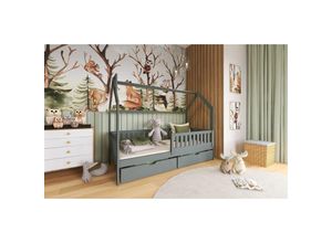 0739805080084 - Hausbett Kinderbett neila 200x90cm Kiefer Massiv Grafit inkl Rollrost