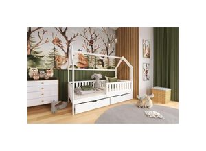 0739805080114 - Hausbett Kinderbett neila 200x90cm Kiefer Massiv Weiß inkl Rollrost