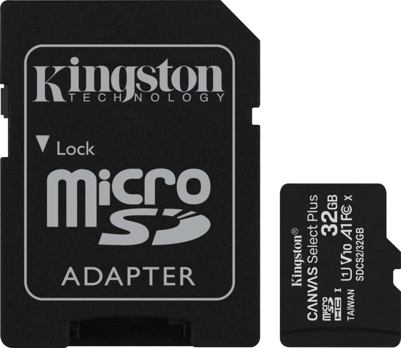 0740617298680 - Canvas Select Plus - Flash-Speicherkarte (microSDHC SD-Adapter inbegriffen) - 32 GB - A1   Video Class V10   UHS Class 1   Class10 - microSDHC UHS-I