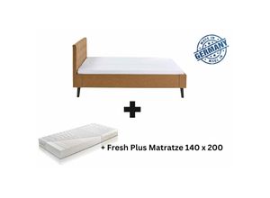 0743194010188 - Polsterbett 140 x 200 Amira Bettgestell mit Kopfteil Ocker