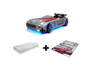 0743194010454 - Autobett Kinderbett Rio Roadster LED Sound Sportsitze Lattenrost Spoiler 90x190 cm