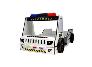 0743194010591 - Feuerwehrbett Rio Firetruck Autobett Kinderbett 90x200 Hochglanz mit LED Leuchte