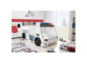 0743194010683 - Autobett Kinder 90x200 cm Feuerwehrbett Rio Firetruck mit LED-Licht und Sirenenoptik