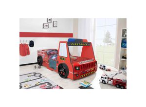 0743194010775 - Autobett Kinder 90x200 cm Feuerwehrbett Rio Firetruck mit LED-Licht und Sirenenoptik