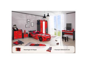 0743194010874 - Kinderzimmer komplett Set Autobett Rio 5 teilig Rot