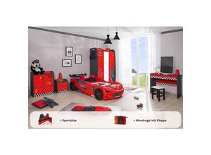 0743194010904 - Kinderzimmer komplett Set Autobett Rio 5 teilig Rot