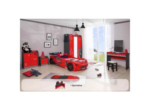 0743194010911 - Kinderzimmer komplett Set Autobett Rio 5 teilig Rot