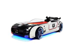 0743194011024 - Autobett Kinderbett Roadster Police LED Sound Sportsitze Lattenrost Spoiler 90x190 cm