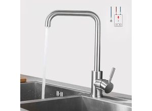 0744790773453 - Auralum - Niederdruck Wasserhahn Küche Armatur aus Edelstahl 360° Schwenkbar Küche Mischbatterie Einhebelmischer geeignet für Boiler