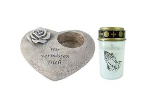 0745125288628 - Novaliv - 2x Dekoobjekt 19915-128016-1x Grabschmuck Grabengel - Grau