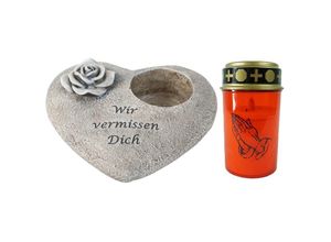 0745125288635 - Novaliv - 2x Dekoobjekt 19915-128017-1x Grabschmuck Grabengel - Grau