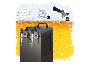 0745202840909 - Komplett Set - Zapfanlage STREAM 80K mit Luftpumpe Bierkoffer Bierzapfanlage Durchlaufkühler 2-leitig Trockenkühler Zapfkopf 25 Liter AdapterZapfkopfNC Adapter