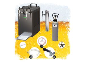 0745202843504 - Untertheken Komplett Set - Zapfanlage STREAM 80 Bierkoffer Bierzapfanlage Durchlaufkühler 2-leitig Trockenkühler Zapfkopf5 Liter AdapterZapfkopf 2KeyKeg