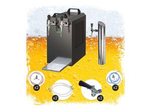 0745202844310 - Untertheken Komplett Set - Zapfanlage STREAM 80K mit Luftpumpe Bierkoffer Bierzapfanlage Durchlaufkühler 2-leitig Trockenkühler Zapfkopf5 Liter AdapterZapfkopf 2KeyKeg