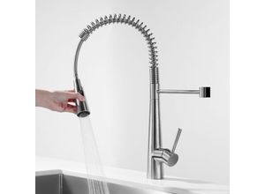 0745259356484 - Wasserhahn Küche Hochdruck Küchenarmatur mit Herunterziehen Brause Ausziehbar Mischbatterie Küche mit 3 Strahlarten Armatur Küche 360° Schwenkbar