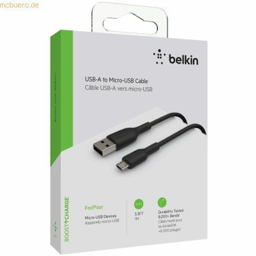 0745883788293 - CAB005bt1MBK - Micro-USB-Kabel für tragbare Lautsprecher externe Batterien eReader und andere 1 m schwarz - Belkin