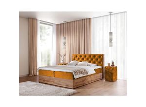 0747052038154 - Fun Moebel - Boxspringbett Schlafzimmerbett maximo 120x220cm in Stoff Torre Honiggelb