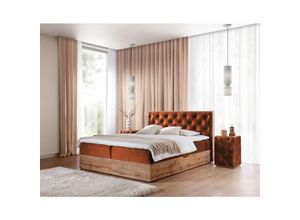 0747052038208 - Fun Moebel - Boxspringbett Schlafzimmerbett maximo 120x220cm in Stoff Torre Ziegelrot