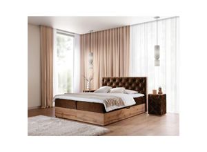 0747052038260 - Fun Moebel - Boxspringbett Schlafzimmerbett maximo 140x220cm in Stoff Torre Schokobraun