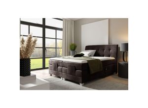 0747052039267 - Fun Moebel - Boxspringbett Elektrisch Bett franco 160x200cm in Stoff Fresh Dunkelbraun