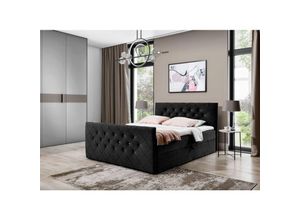 0747052039854 - Boxspringbett Schlafzimmerbett EIVOR 120x220cm Stoff Magic Velvet Schwarz