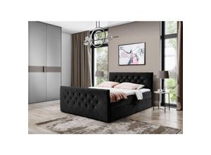 0747052039885 - Fun Moebel - Boxspringbett Schlafzimmerbett eivor 180x220cm Stoff Magic Velvet Schwarz