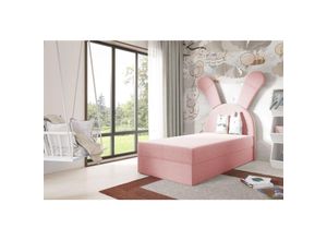 0747052040164 - Kinderbett Polsterbett Bett MATILDA 100x200cm in Stoff Magic Velvet Rosa