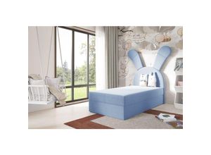 0747052040171 - Fun Moebel - Kinderbett Polsterbett Bett matilda 100x200cm in Stoff Magic Velvet Hellblau