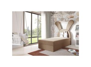 0747052042908 - Fun Moebel - Kinderbett Polsterbett Bett matilda 100x200cm in Stoff Magic Velvet Beige