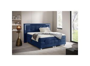 0747052042953 - Fun Moebel - Boxspringbett Elektrisch Bett dores 160x200cm in Stoff Fresh Dunkelblau