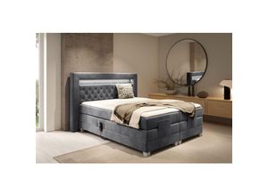 0747052042984 - Fun Moebel - Boxspringbett Elektrisch Bett armando 120x200cm in Stoff Fresh Stahlgrau