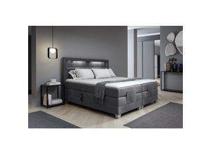 0747052044438 - Fun Moebel - Boxspringbett Elektrisch Bett davide 180x200cm in Stoff Fresh Dunkelgrau